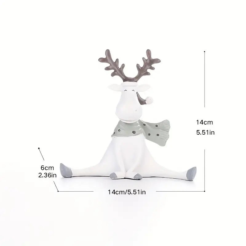 FrostyElk - Handcrafted Holiday Reindeer Figurine with Cozy Scarf, 5.5 3