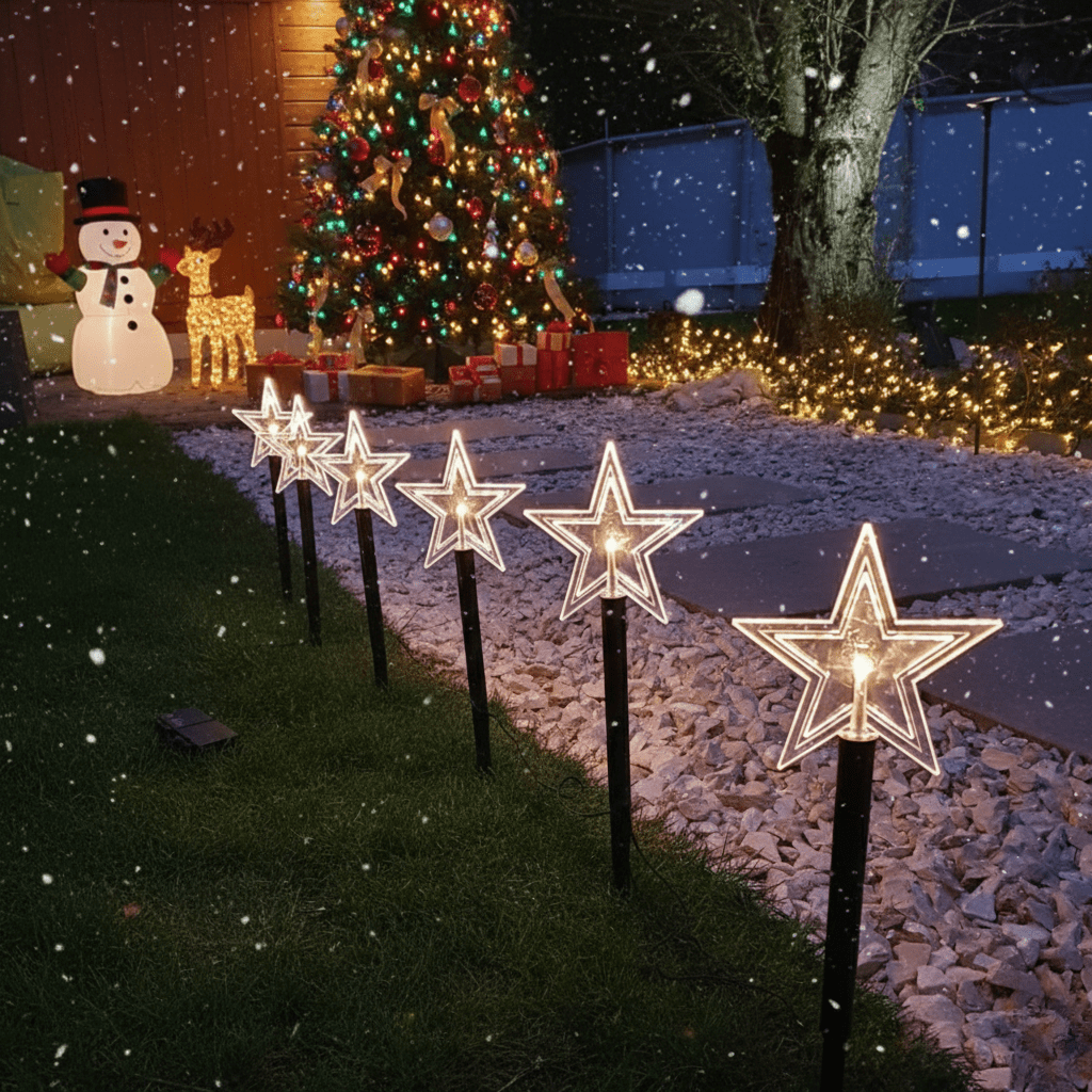 GLIMMERWAY – 10m LED Star Path Lights for Holiday Gardens