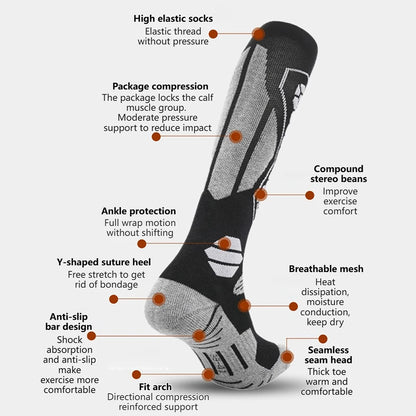 GTUBIKE Thermal Winter Ski Socks - Moisture-Wicking Wool, Unisex, Knee-High 2