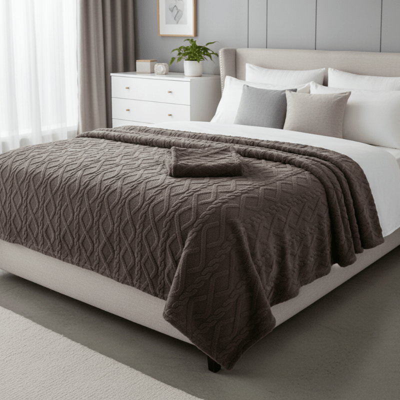 COZYDRAPE – Double Layer Fleece Throw Blanket with Modern Geometric Design