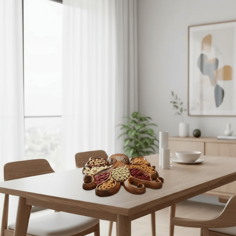 SEA GRAZE – Unique Octopus-Shaped Serving Platter, Handcrafted & Rustic