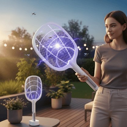 ZAPTRON – 3000V Electric Mosquito Swatter & USB Bug Zapper with Safety Mesh