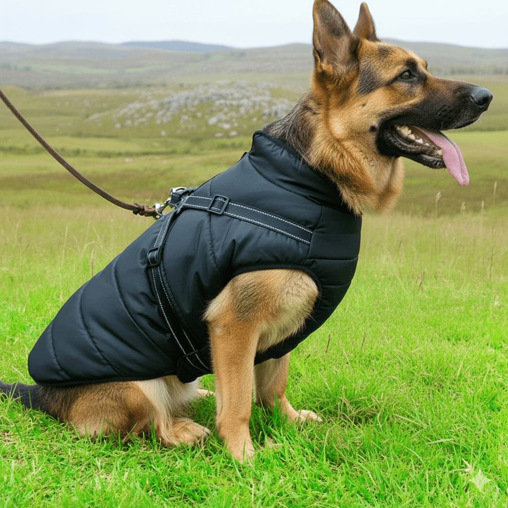 SHERPAWARM – Waterproof Dog Coat with Sherpa Fleece & Integrated Harness