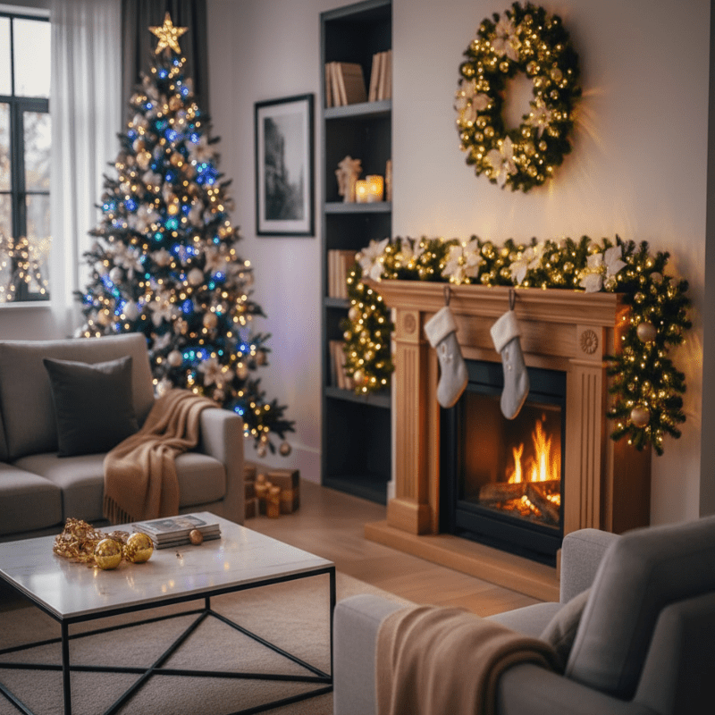 COZYTWINE – Illuminated Rattan Christmas Garland with Warm White LED Lights