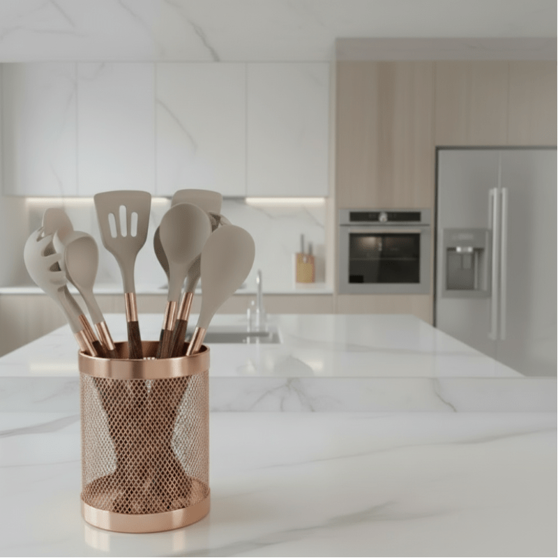 COOKWOOD – 10-Piece Silicone Kitchen Utensil Set with Wooden Handles