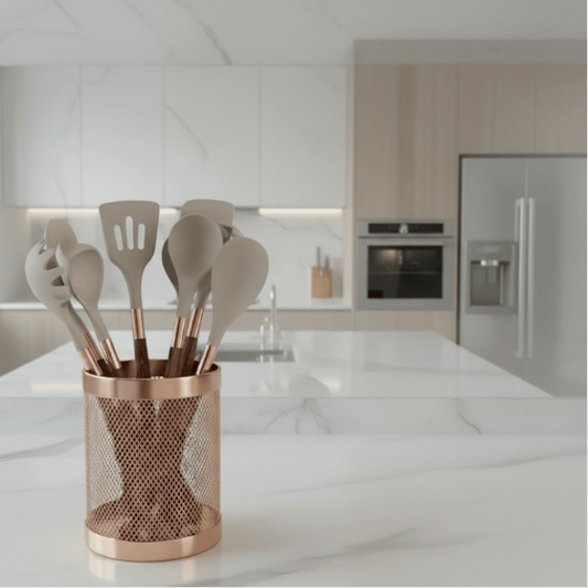 COOKWOOD – 10-Piece Silicone Kitchen Utensil Set with Wooden Handles