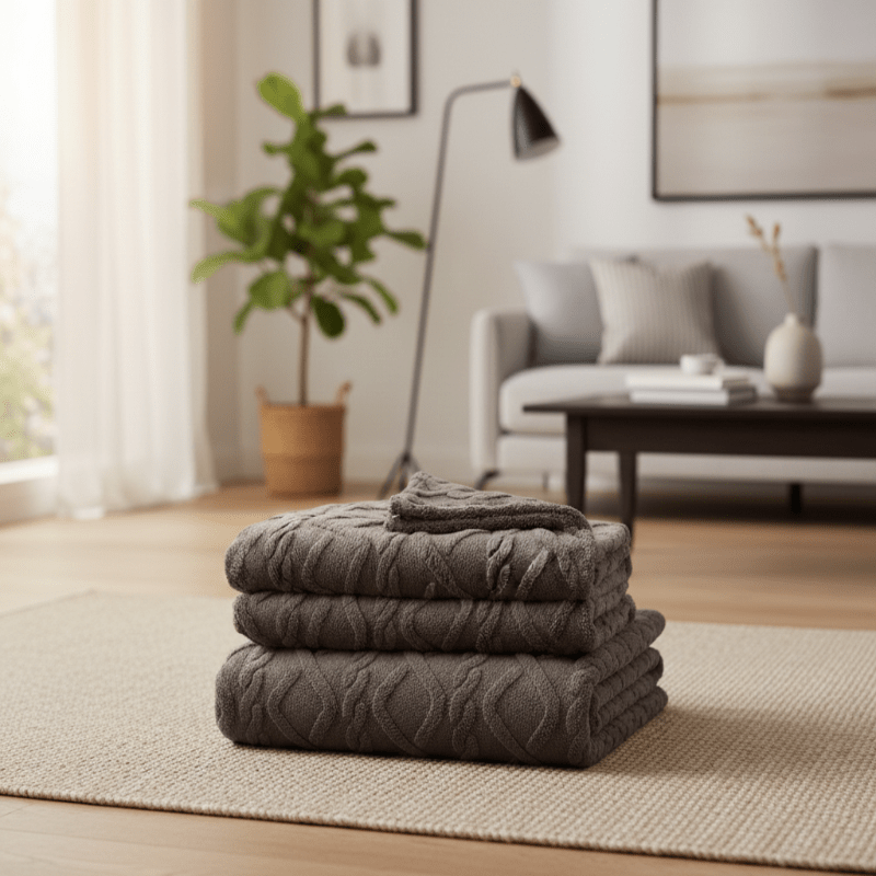 COZYDRAPE – Double Layer Fleece Throw Blanket with Modern Geometric Design