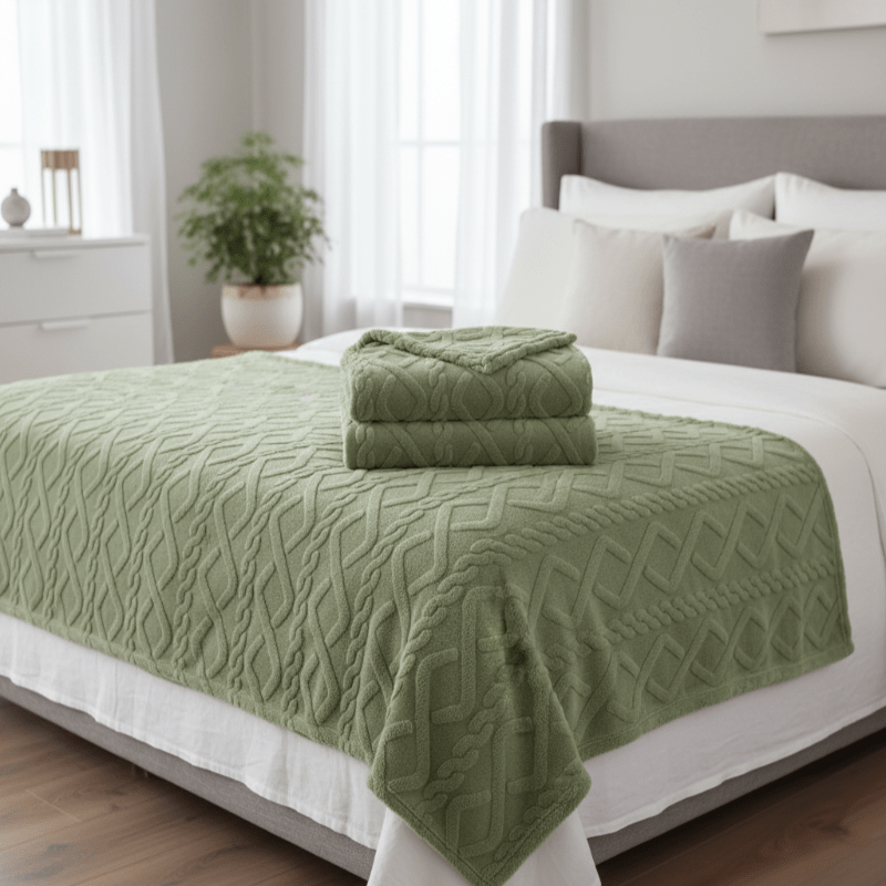 COZYDRAPE – Double Layer Fleece Throw Blanket with Modern Geometric Design