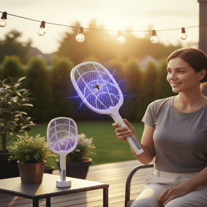 ZAPTRON – 3000V Electric Mosquito Swatter & USB Bug Zapper with Safety Mesh