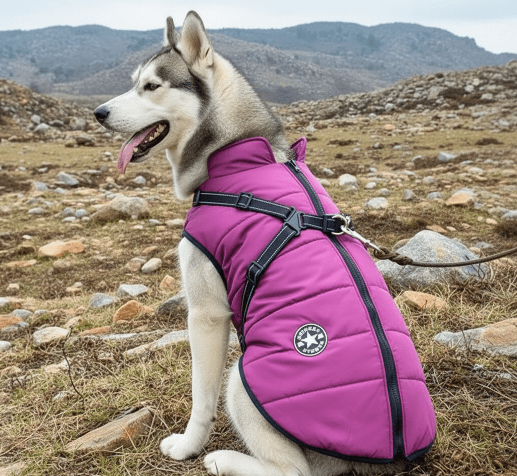 SHERPAWARM – Waterproof Dog Coat with Sherpa Fleece & Integrated Harness