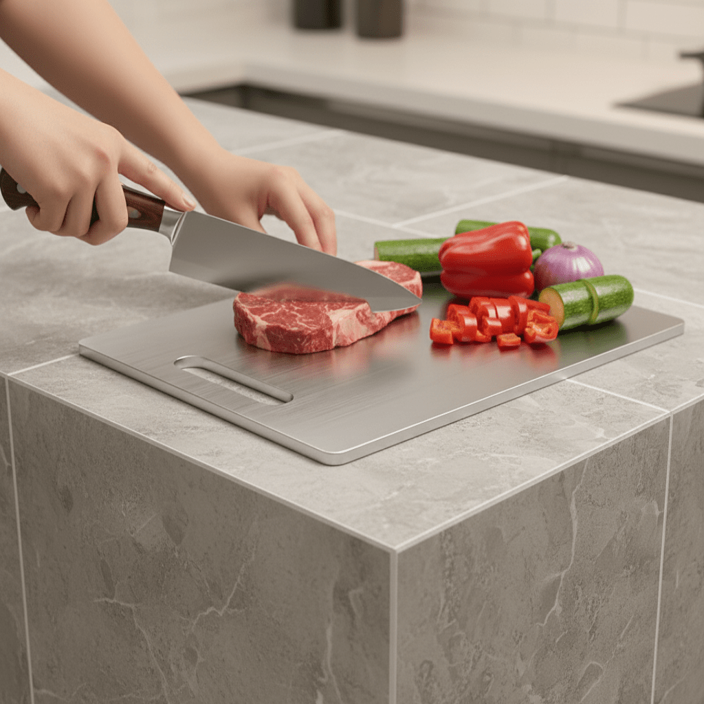 TITANSLAB – Titanium Stainless Steel Cutting Board with Double-Sided Surface