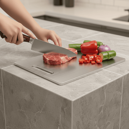 TITANSLAB – Titanium Stainless Steel Cutting Board with Double-Sided Surface