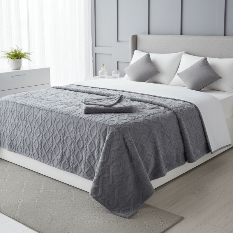 COZYDRAPE – Double Layer Fleece Throw Blanket with Modern Geometric Design