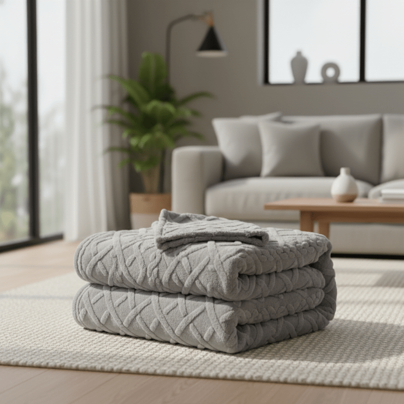 COZYDRAPE – Double Layer Fleece Throw Blanket with Modern Geometric Design