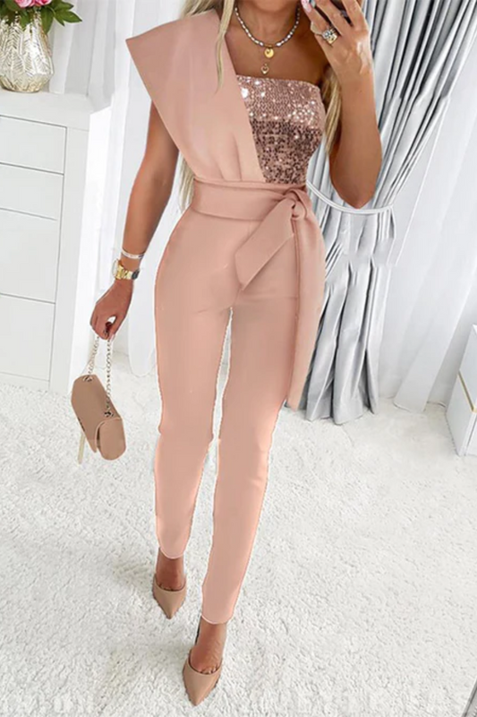 GlamourSpark Women's Sparkling Jumpsuit with High-Waisted Trousers for Celebrations 0