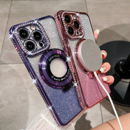 Glitter Diamond Magnetic Ring Holder for iPhone - Enhanced Grip & Stand 2