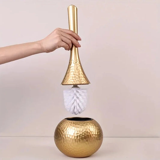 GoldenLuxe Sculpted Toilet Brush | Luxury Bathroom Accessory | Modern Gold Design | Hygienic Cleaning Tool 0