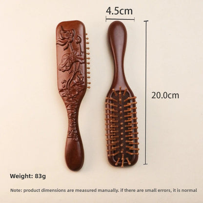 Golden Sandalwood Hair Comb - Antistatic Scalp Massage Tool for Healthy Hair 5