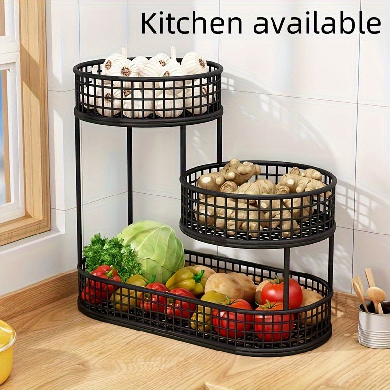 GrandNest - Multi-Tier Metal Fruit Basket & Snack Holder for Kitchen, Stylish Black 4
