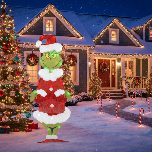 Grinch Garden Decoration with LED Lighting - Cheerful Holiday Accent 2