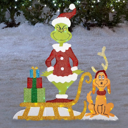 Grinch Garden Decoration with LED Lighting - Cheerful Holiday Accent 7