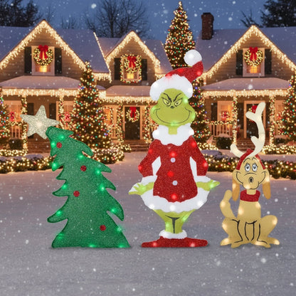 Grinch Garden Decoration with LED Lighting - Cheerful Holiday Accent 9