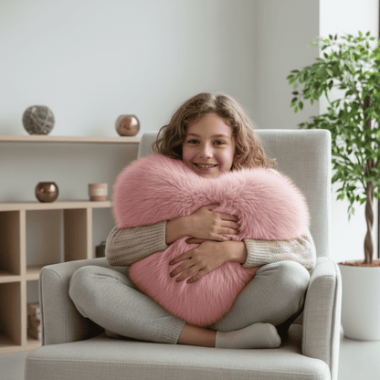 HEARTLUX – Soft Faux Fur Heart Pillow for Modern Home Decor 3