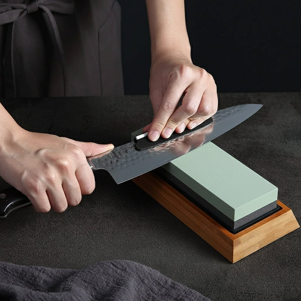 HEZHEN Kitchen Knife Sharpener Grinding Stone Diamond Sharpening Surface Whetstone Knife Kitchen Grinding Tool with Angle Guide 1