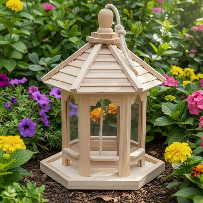 Handcrafted Wooden Bird Feeder with Integrated Water System for Outdoor Decor 1
