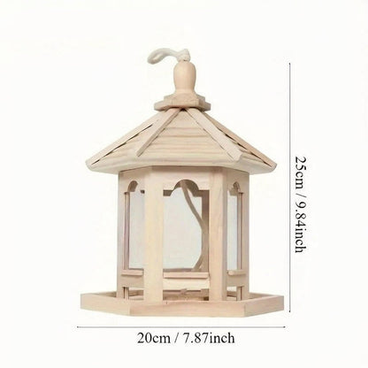 Handcrafted Wooden Bird Feeder with Integrated Water System for Outdoor Decor 5