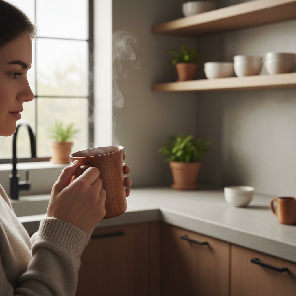 Handcrafted Wooden Mug - Unique Natural Wood Coffee & Beer Cup 4