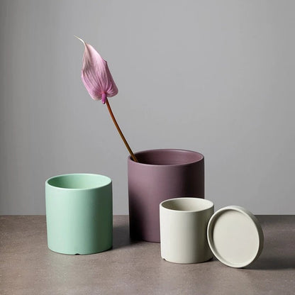 Handmade Ceramic Plant Pot with Drainage Saucer - Elegant Indoor Planter for Flowers 4
