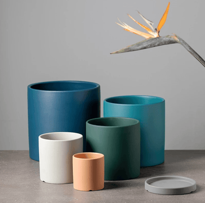 Handmade Ceramic Plant Pot with Drainage Saucer - Elegant Indoor Planter for Flowers 7