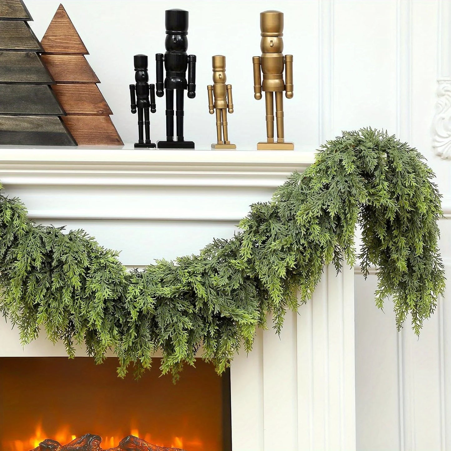 Handmade Christmas Garland - 180cm Lush Artificial Cedar Needles for Holiday Decor 3