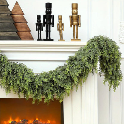 Handmade Christmas Garland - 180cm Lush Artificial Cedar Needles for Holiday Decor 3