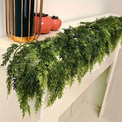 Handmade Christmas Garland - 180cm Lush Artificial Cedar Needles for Holiday Decor 4