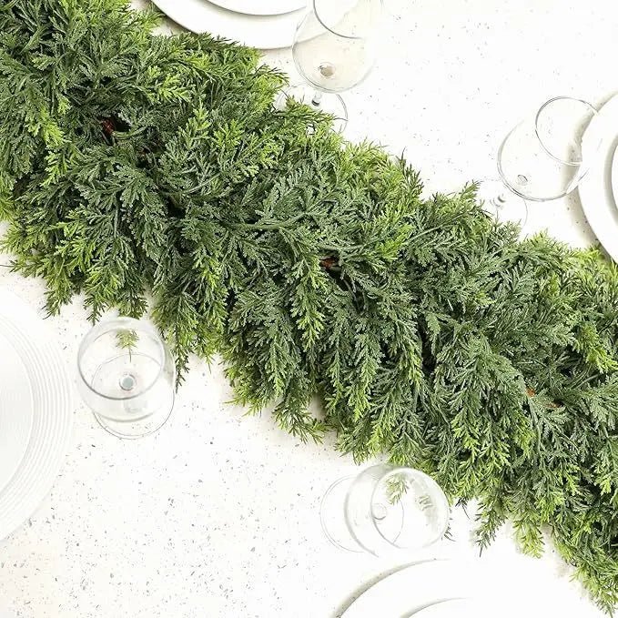 Handmade Christmas Garland - 180cm Lush Artificial Cedar Needles for Holiday Decor 6