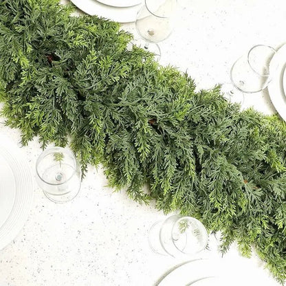 Handmade Christmas Garland - 180cm Lush Artificial Cedar Needles for Holiday Decor 6