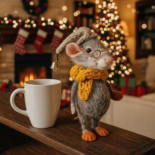 Handmade Felt Mouse Ornaments Set - Unique Soft Felt Decor for Home Accents 0