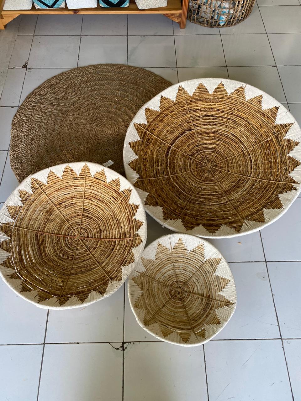 Handmade Tribal Seagrass Wall Baskets - Eco-Friendly Bohemian Home Decor 3