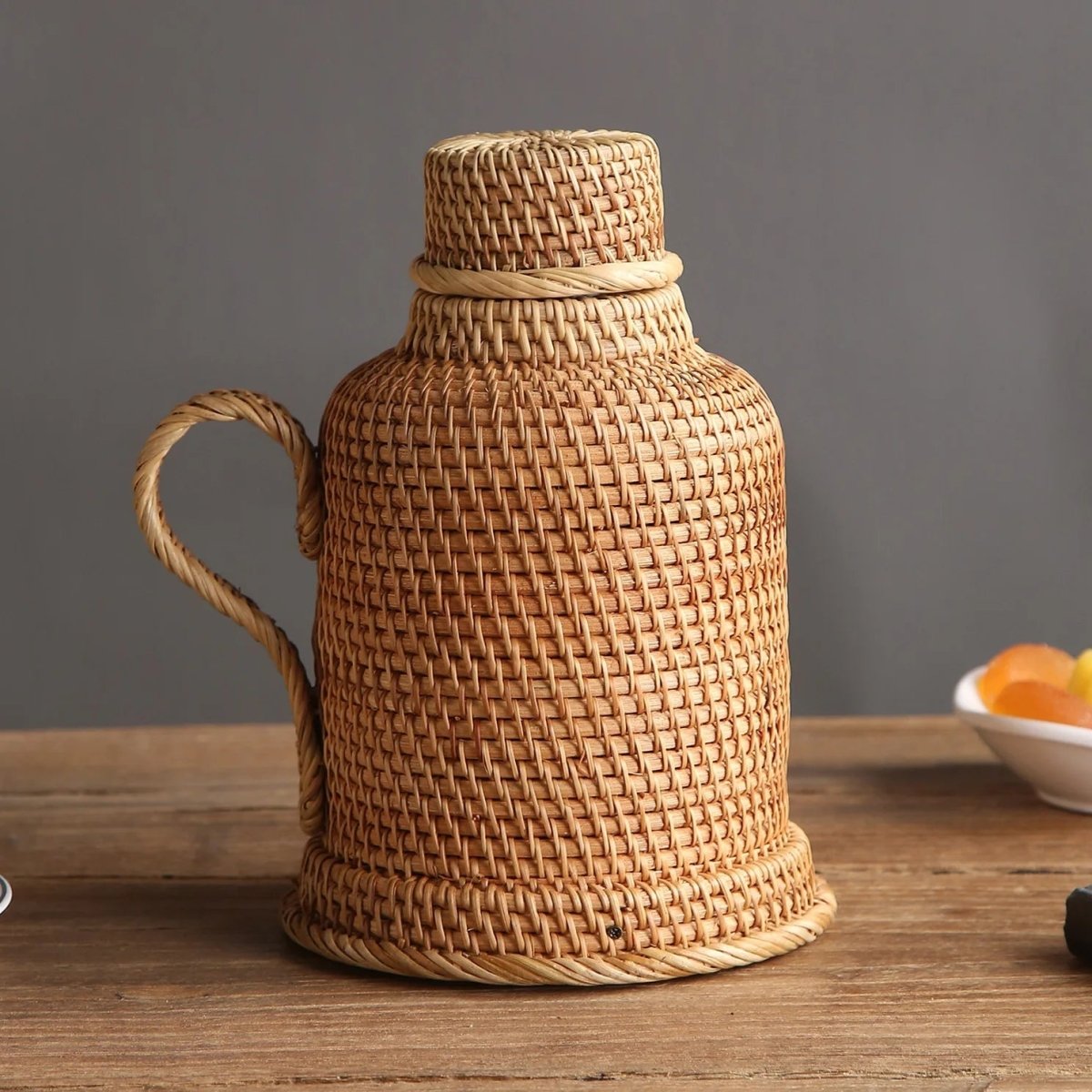 Handwoven Rattan Termos 1L Tea Coffee Vacuum Flask Vintage Thermo Jug Hot Water Bottle Termo Pot Thermal Bottle Thermos Teapot 4
