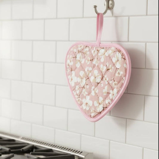 HartGrip - Heart-Shaped Heat Resistant Potholders with Vintage Floral Design 0
