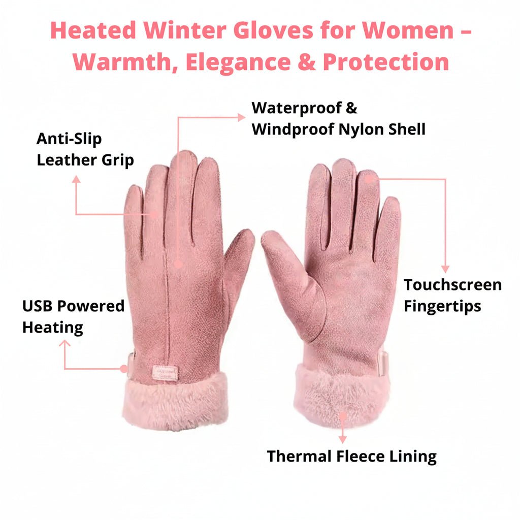Heated Gloves for Women - USB Rechargeable, Touchscreen, Waterproof Design 6