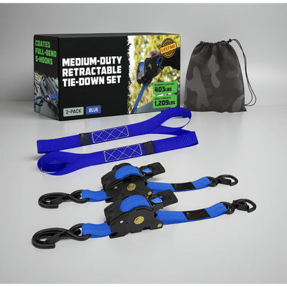 Heavy Duty Retractable Ratchet Straps - 20 ft Cargo Tie Down Set with Hooks 2
