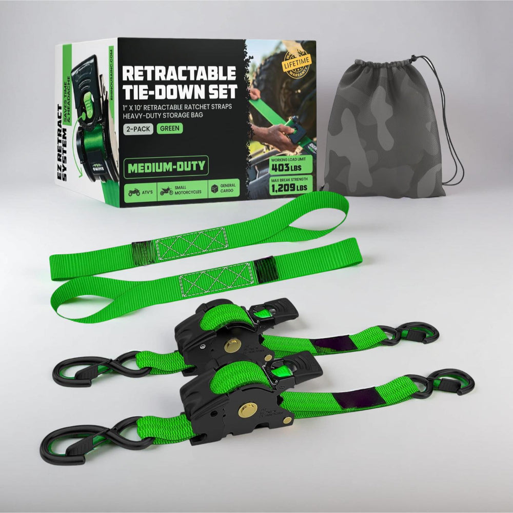 Heavy Duty Retractable Ratchet Straps - 20 ft Cargo Tie Down Set with Hooks 5