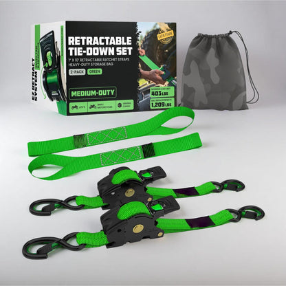 Heavy Duty Retractable Ratchet Straps - 20 ft Cargo Tie Down Set with Hooks 5