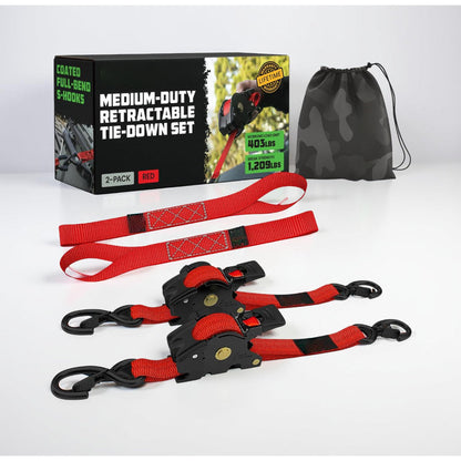 Heavy Duty Retractable Ratchet Straps - 20 ft Cargo Tie Down Set with Hooks 7