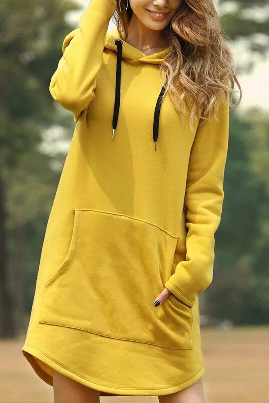 VELLUNA – Cozy Velour-Feel Hoodie Dress for Trendy Wear