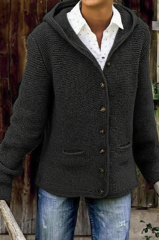 Heidi - Midweight Hooded Knit Coat with Pockets, Long Sleeve Comfort 3