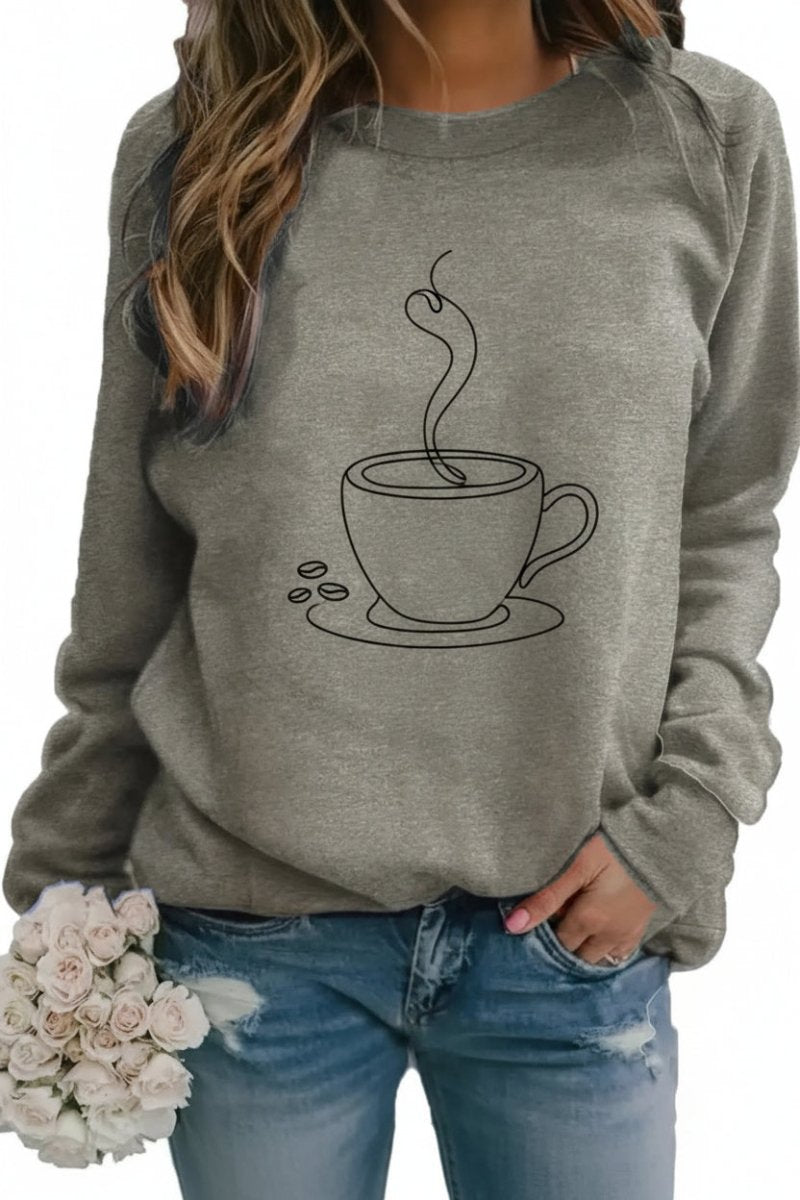 Heidi Fashion - Cozy Coffee Graphic Sweatshirt for Casual Comfort 1